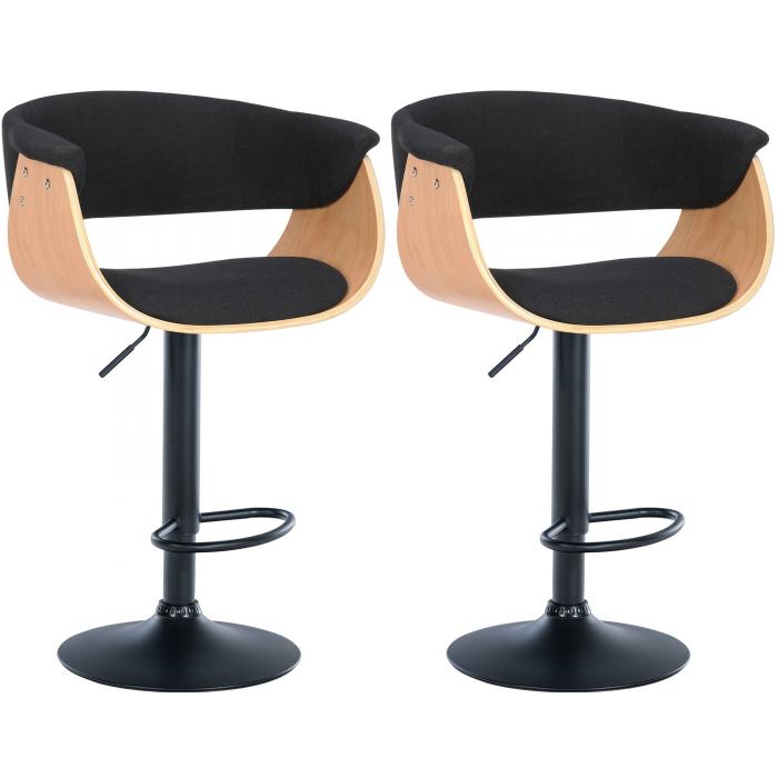 2er Set Barhocker HLO-CP301 Stoff ~ natura/schwarz