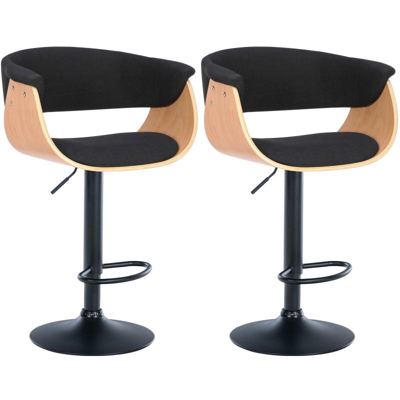 2er Set Barhocker HLO-CP301 Stoff ~ natura/schwarz