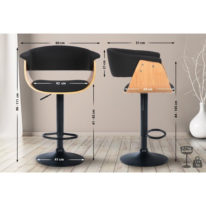 2er Set Barhocker HLO-CP301 Stoff ~ natura/schwarz