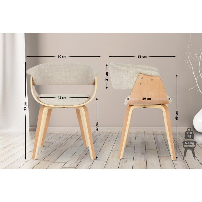 2er Set Sthle HLO-CP27 Stoff ~ natura/creme