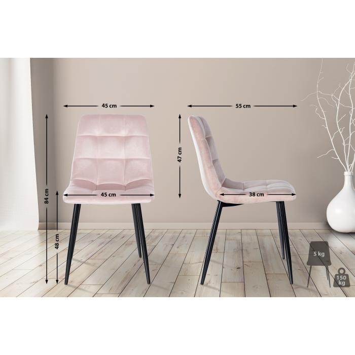 4er Set Esszimmerstuhl HLO-CP5 Samt ~ pink