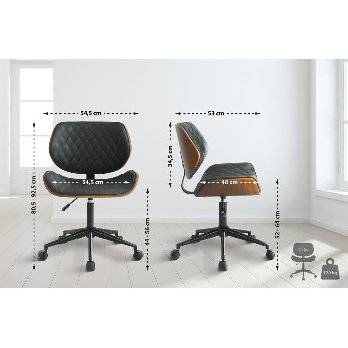 Brostuhl HLO-CP177 Kunstleder ~ walnuss/schwarz