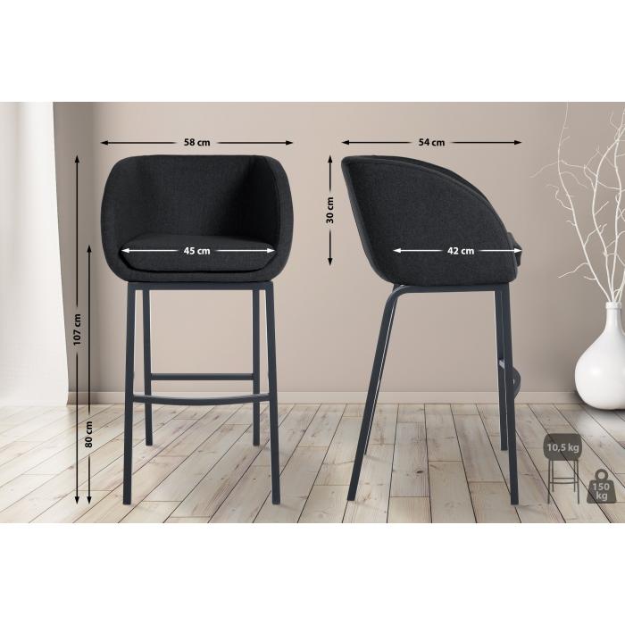 Barhocker HLO-CP333 B Filz ~ anthrazit