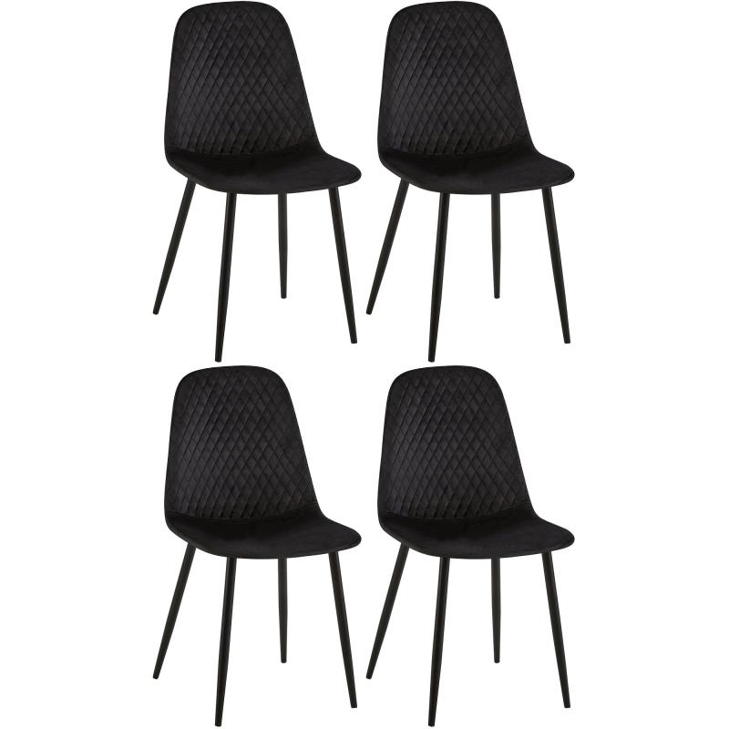 4er Set Sthle HLO-CP48 Samt ~ schwarz