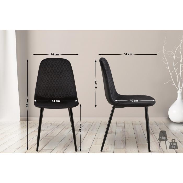 4er Set Sthle HLO-CP48 Samt ~ schwarz