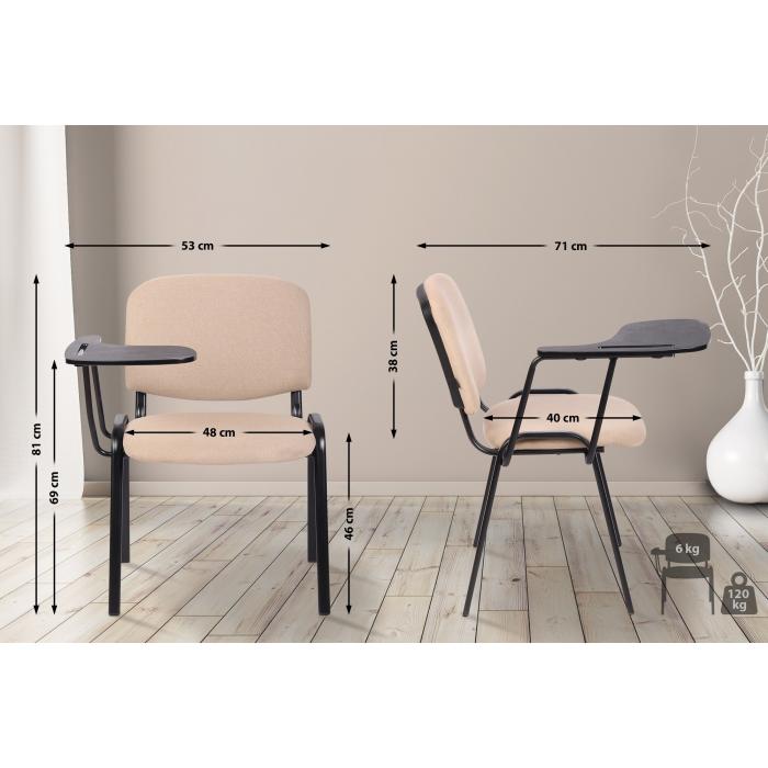 Stuhl HLO-CP111 mit Klapptisch Stoff ~ creme