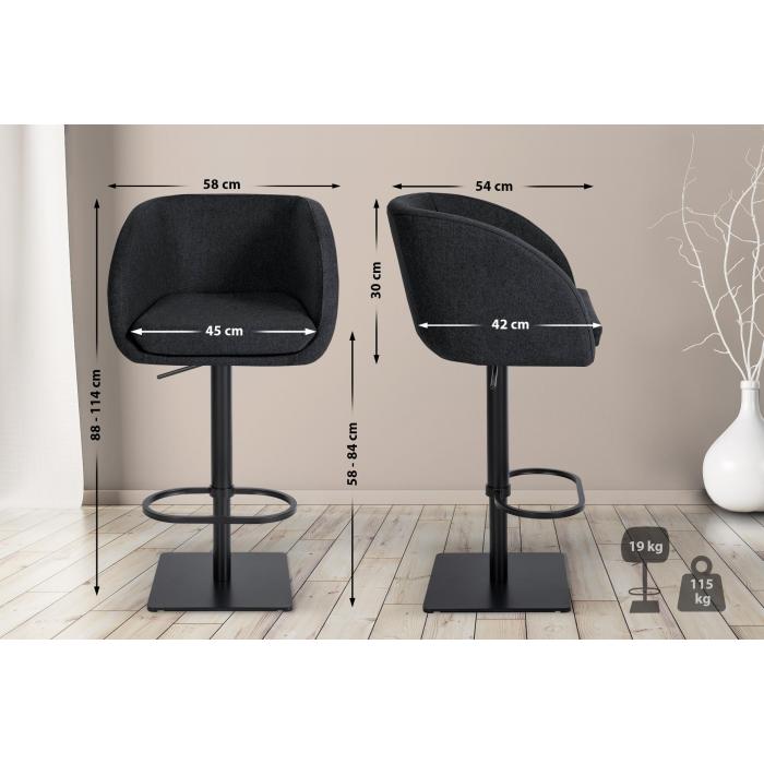 Barhocker HLO-CP319 B Filz ~ anthrazit