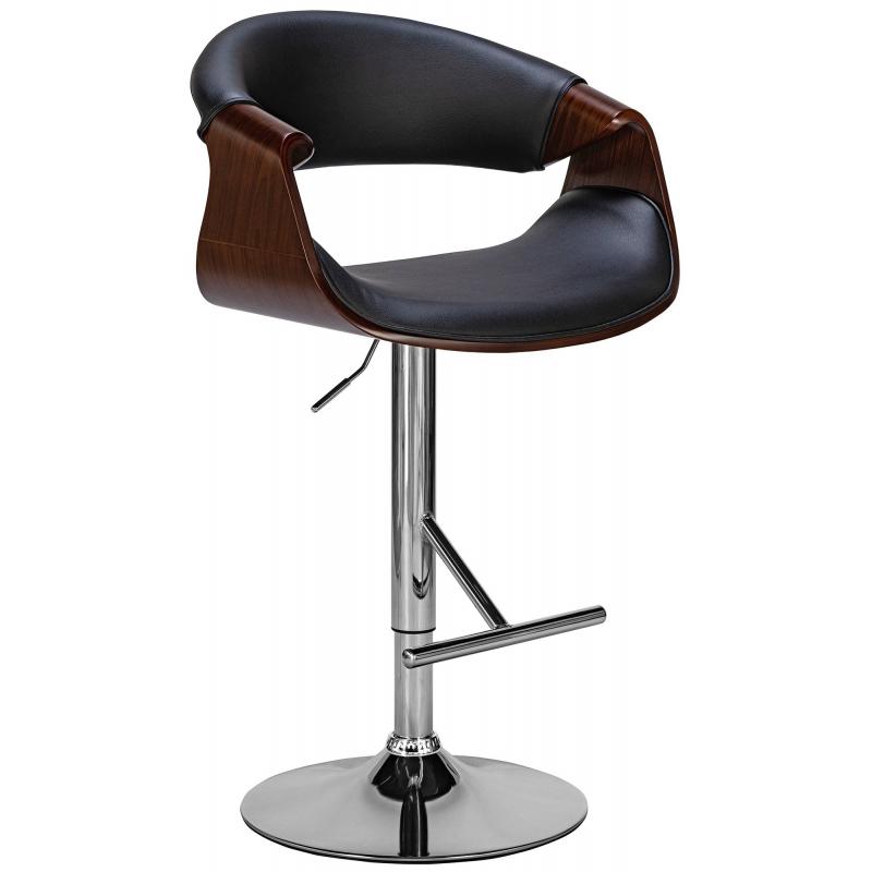 Barhocker HLO-CP257 Kunstleder ~ walnuss/schwarz