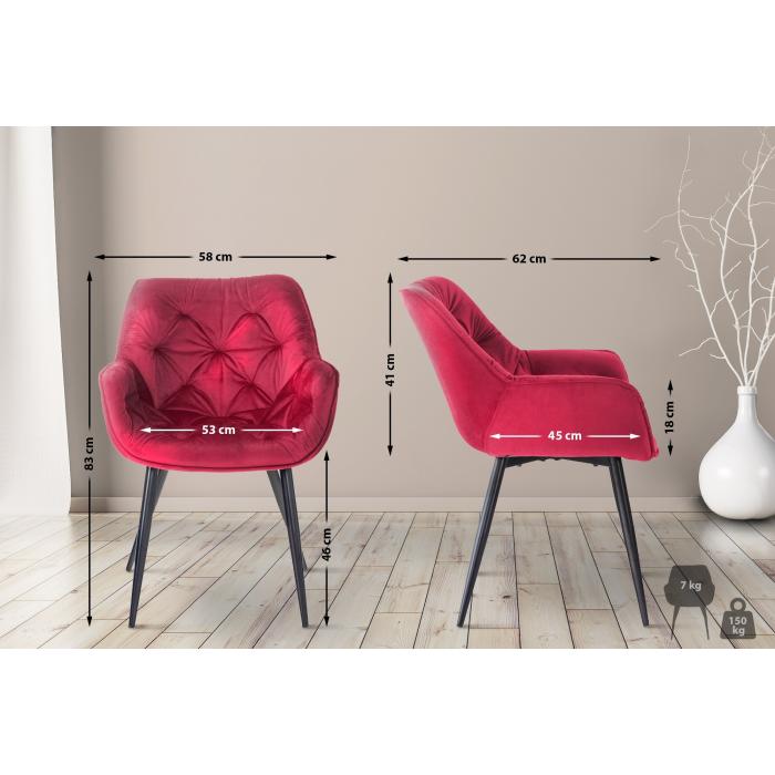 4er Set Stuhl HLO-CP88 Samt ~ rot