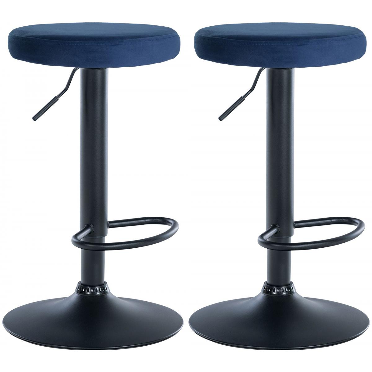 2er Set Barhocker HLO-CP291 Samt schwarz ~ blau