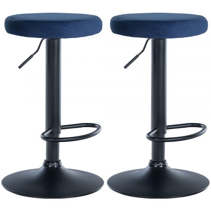 2er Set Barhocker HLO-CP291 Samt schwarz ~ blau