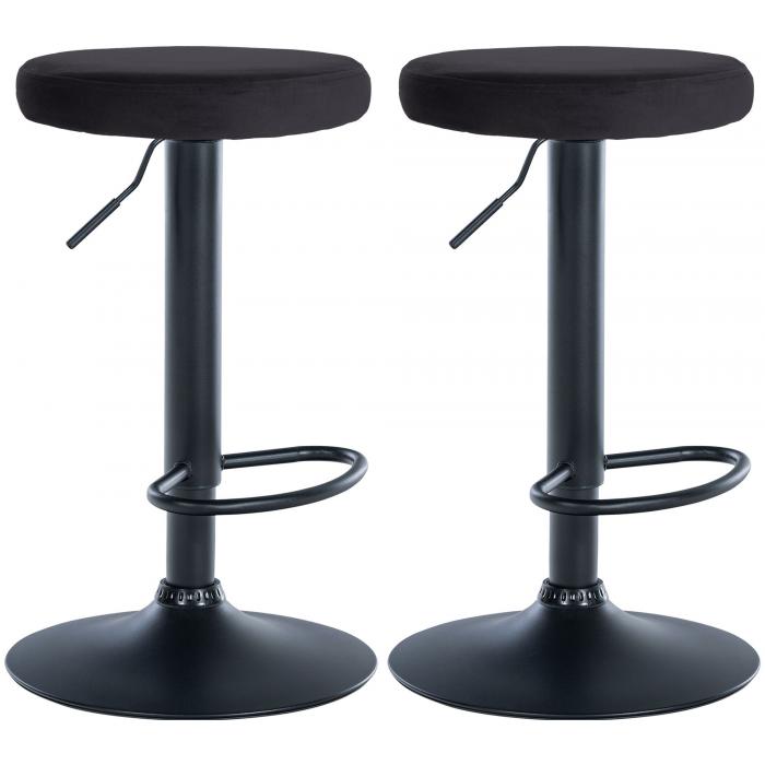 2er Set Barhocker HLO-CP291 Samt schwarz ~ schwarz