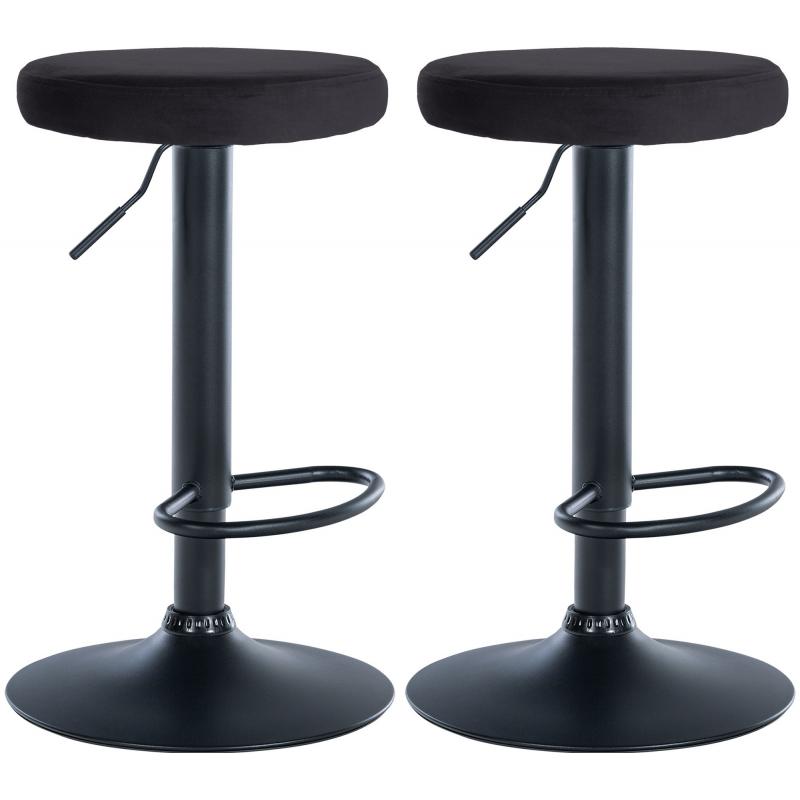 2er Set Barhocker HLO-CP291 Samt schwarz ~ schwarz