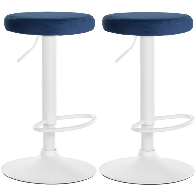2er Set Barhocker HLO-CP291 Samt wei ~ blau