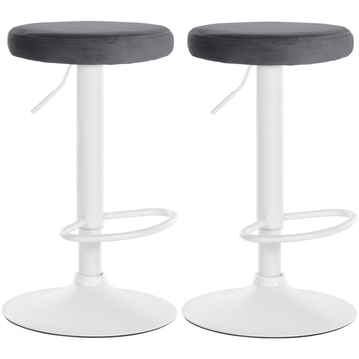 2er Set Barhocker HLO-CP291 Samt wei ~ dunkelgrau