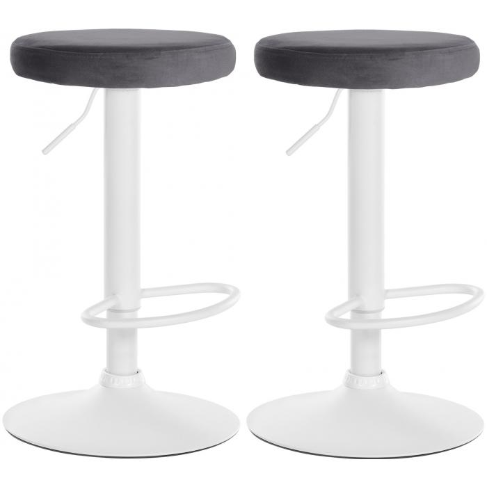 2er Set Barhocker HLO-CP291 Samt wei ~ dunkelgrau