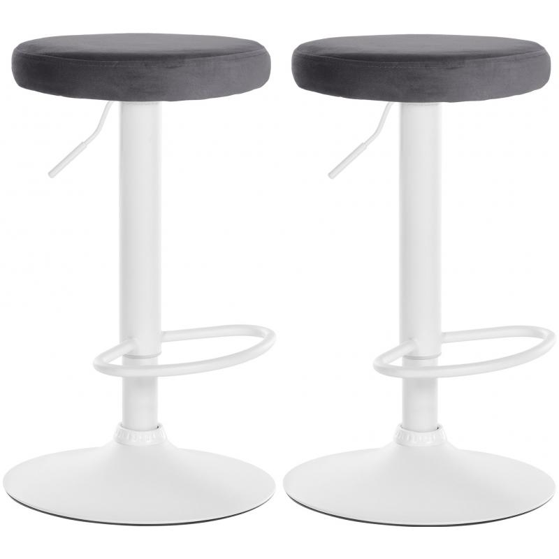 2er Set Barhocker HLO-CP291 Samt wei ~ dunkelgrau