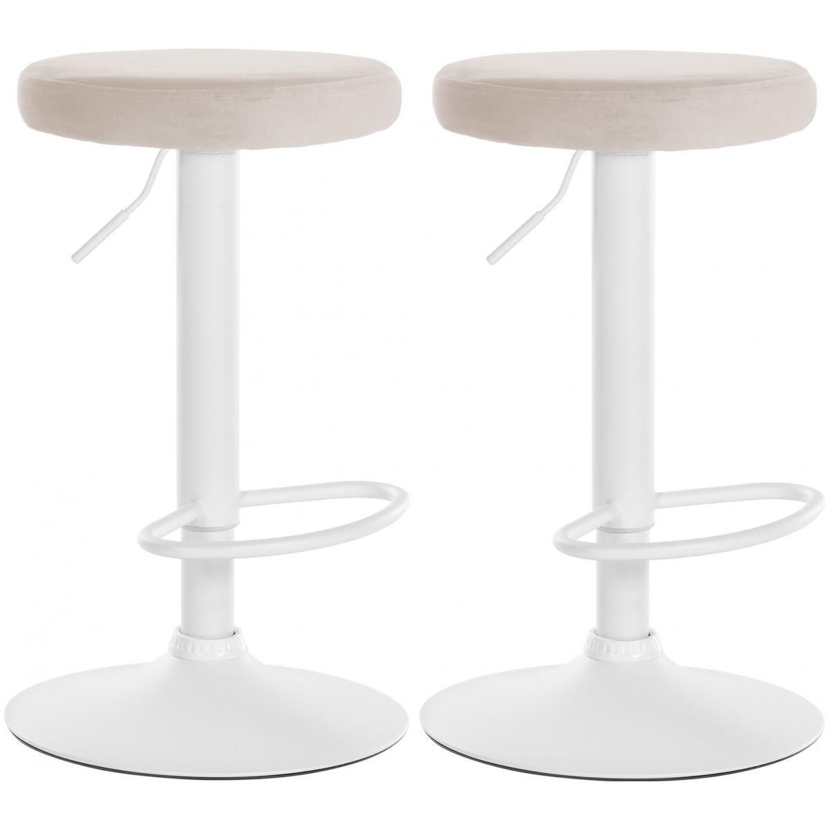 2er Set Barhocker HLO-CP291 Samt wei ~ creme