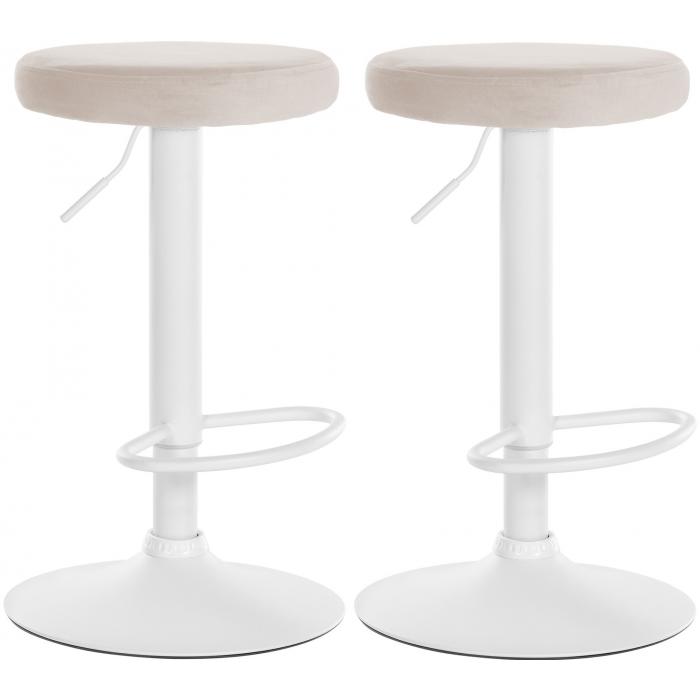 2er Set Barhocker HLO-CP291 Samt wei ~ creme