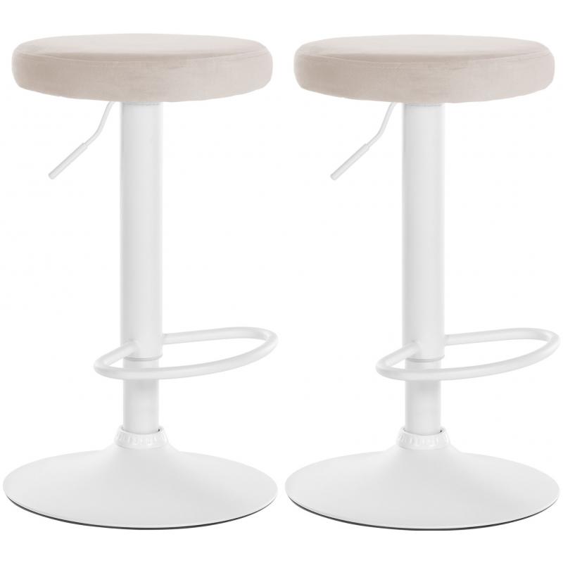 2er Set Barhocker HLO-CP291 Samt wei ~ creme