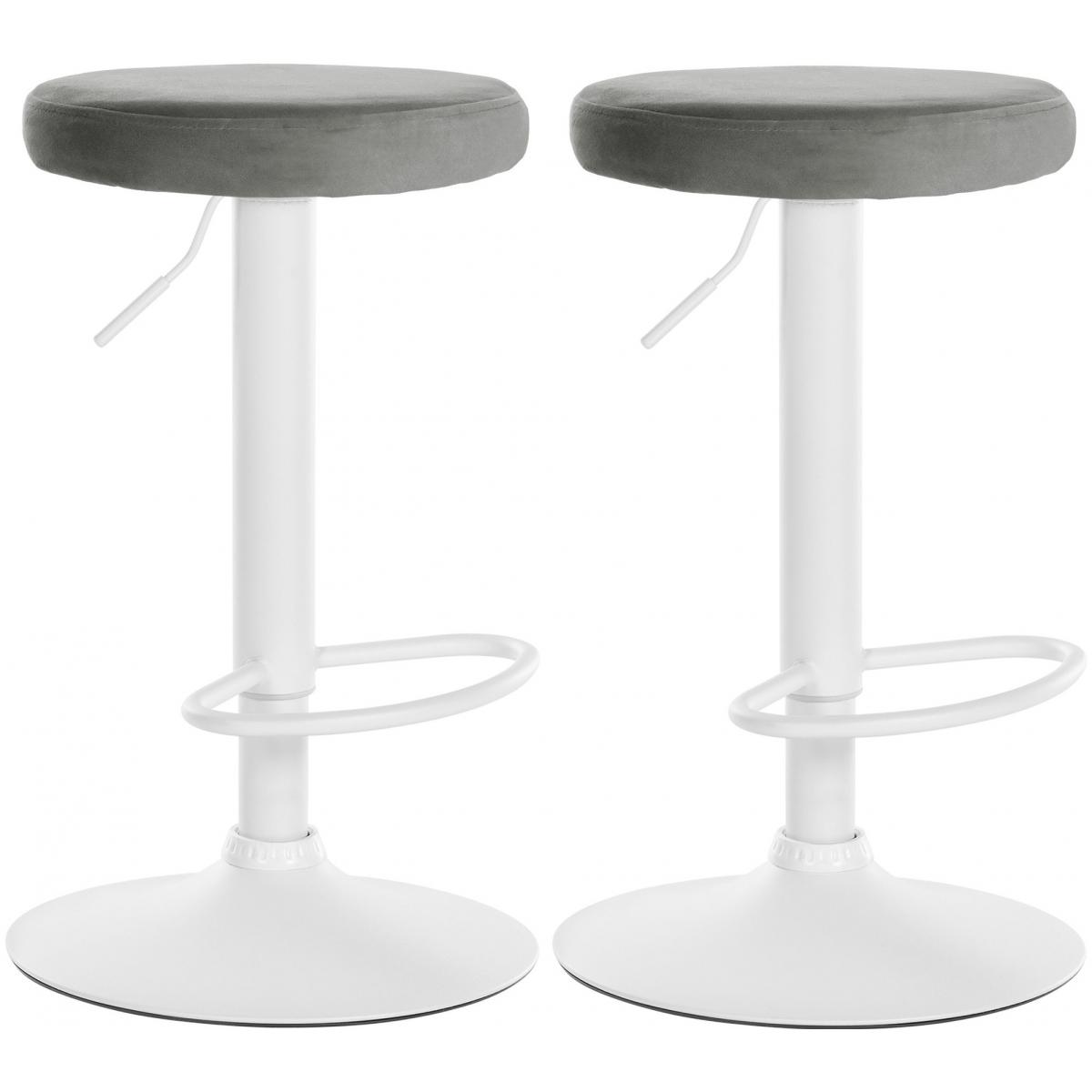 2er Set Barhocker HLO-CP291 Samt wei ~ grau