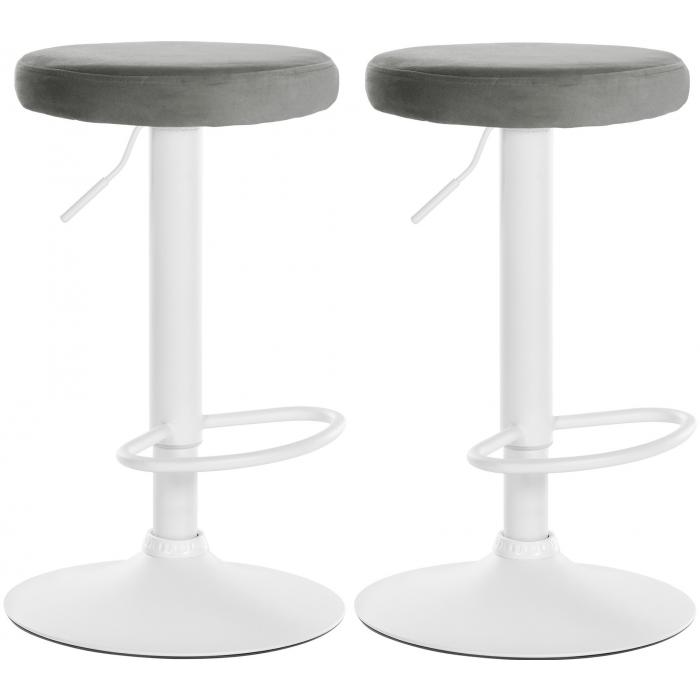 2er Set Barhocker HLO-CP291 Samt wei ~ grau
