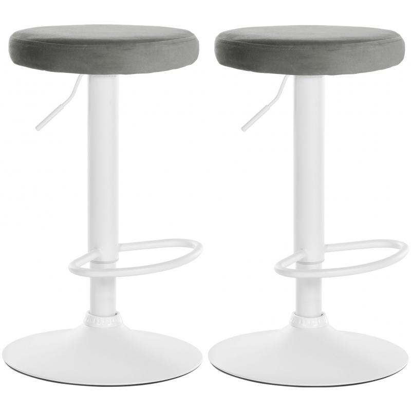 2er Set Barhocker HLO-CP291 Samt wei ~ grau
