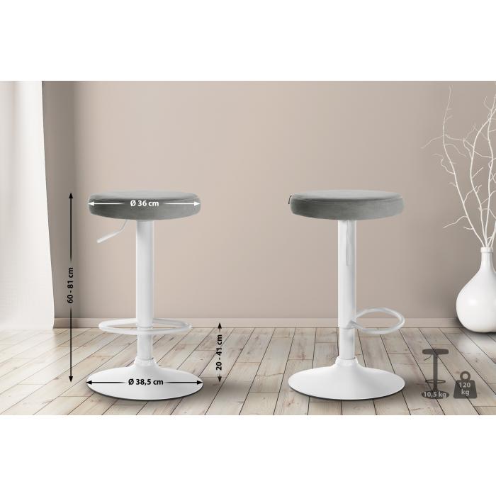 2er Set Barhocker HLO-CP291 Samt wei ~ grau