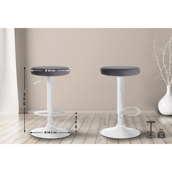 2er Set Barhocker HLO-CP291 Samt wei ~ dunkelgrau
