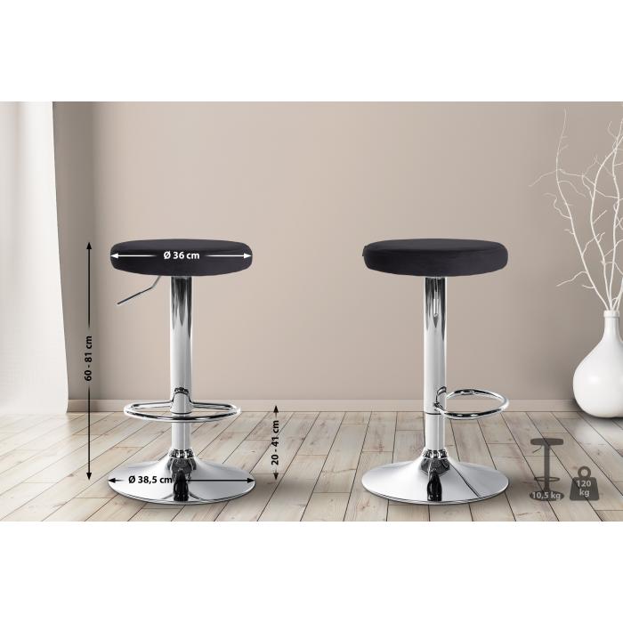 2er Set Barhocker HLO-CP291 Samt chrom ~ schwarz