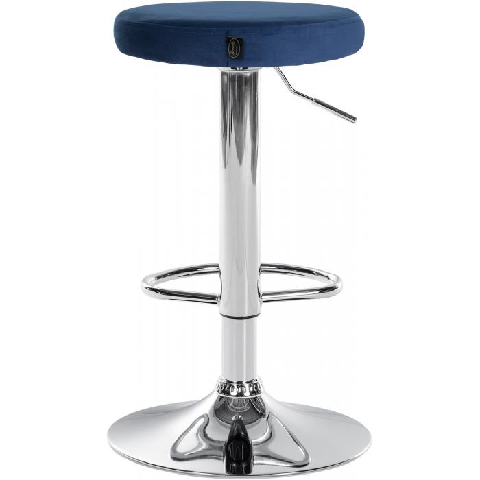 2er Set Barhocker HLO-CP291 Samt chrom ~ blau