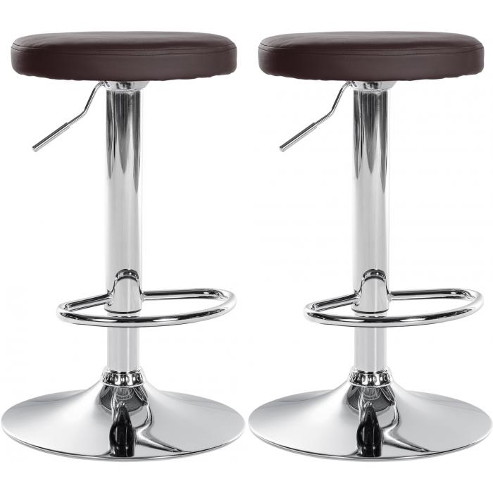 2er Set Barhocker HLO-CP290 Kunstleder chrom ~ braun