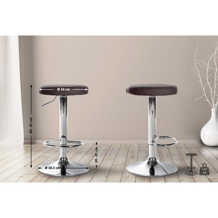 2er Set Barhocker HLO-CP290 Kunstleder chrom ~ braun