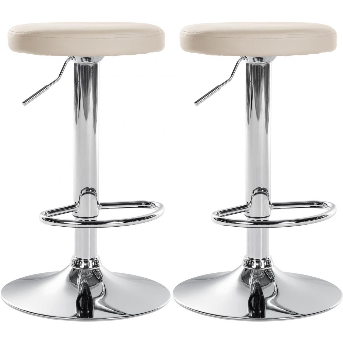 2er Set Barhocker HLO-CP290 Kunstleder chrom ~ creme