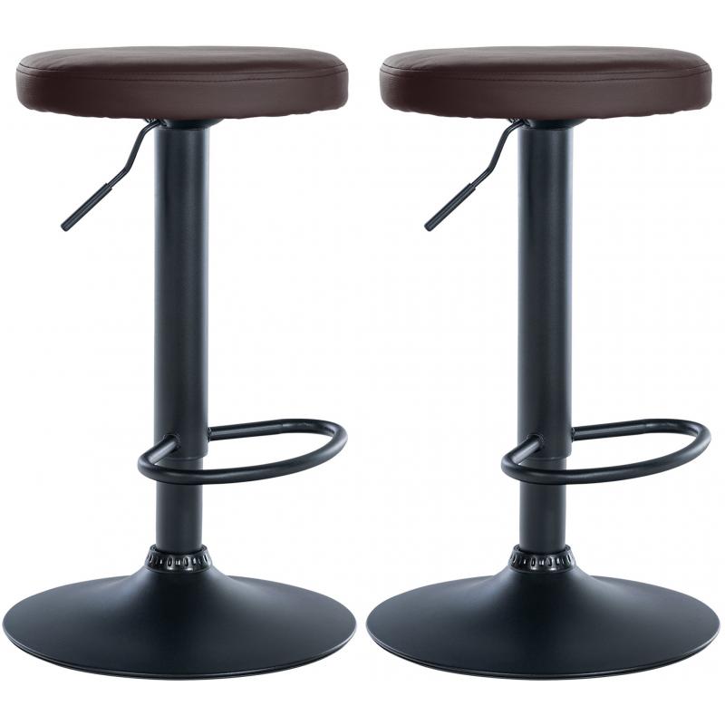 2er Set Barhocker HLO-CP290 Kunstleder schwarz ~ braun