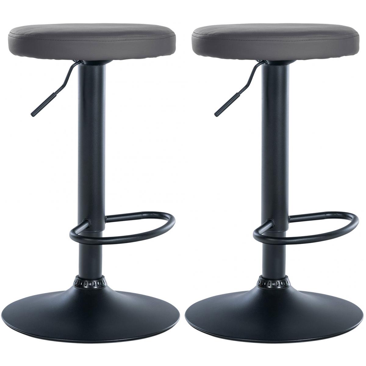2er Set Barhocker HLO-CP290 Kunstleder schwarz ~ grau