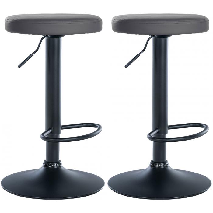 2er Set Barhocker HLO-CP290 Kunstleder schwarz ~ grau