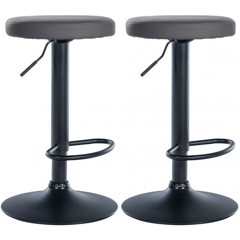 2er Set Barhocker HLO-CP290 Kunstleder schwarz ~ grau