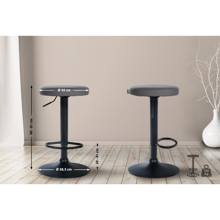 2er Set Barhocker HLO-CP290 Kunstleder schwarz ~ grau