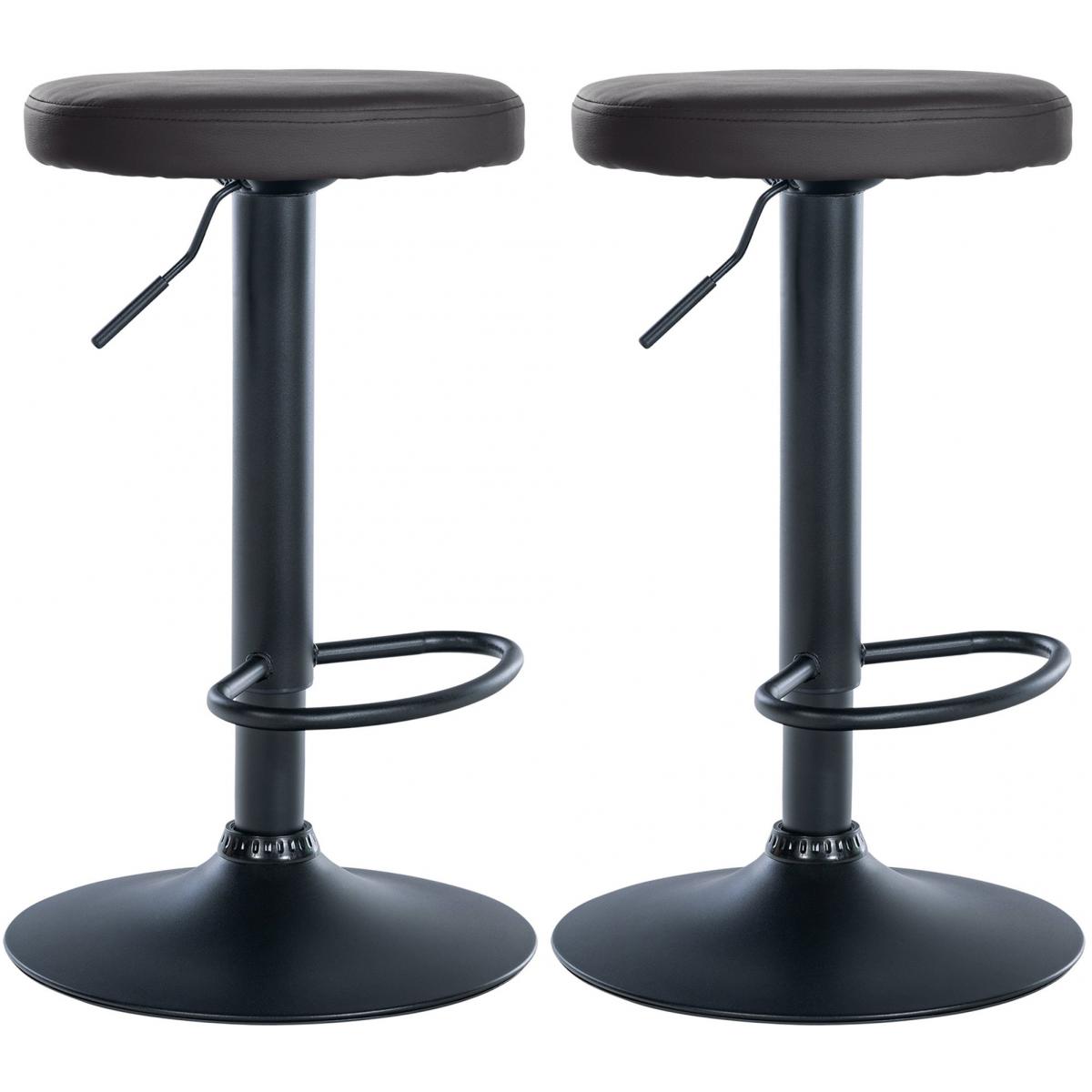 2er Set Barhocker HLO-CP290 Kunstleder schwarz ~ schwarz