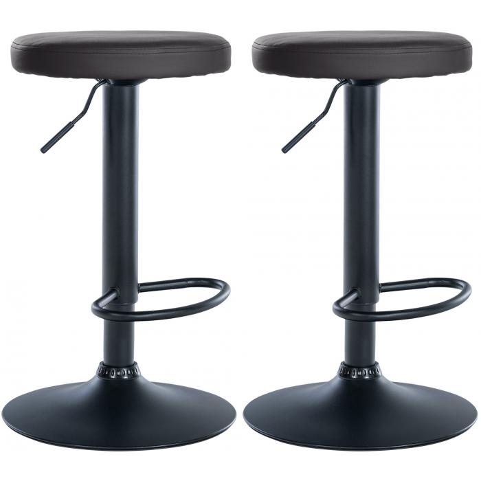 2er Set Barhocker HLO-CP290 Kunstleder schwarz ~ schwarz