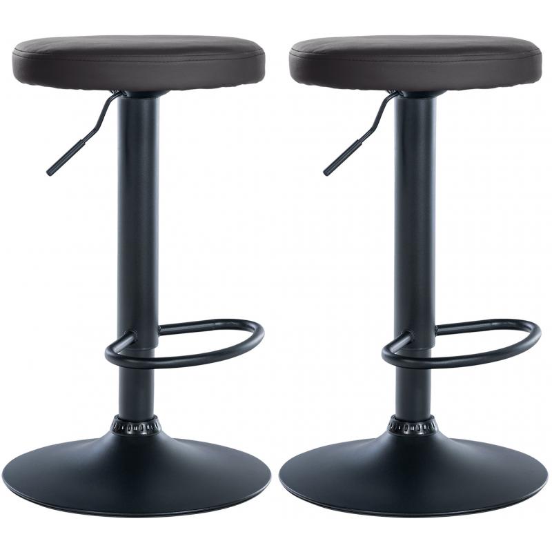2er Set Barhocker HLO-CP290 Kunstleder schwarz ~ schwarz