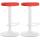 2er Set Barhocker HLO-CP290 Kunstleder weiß ~ rot