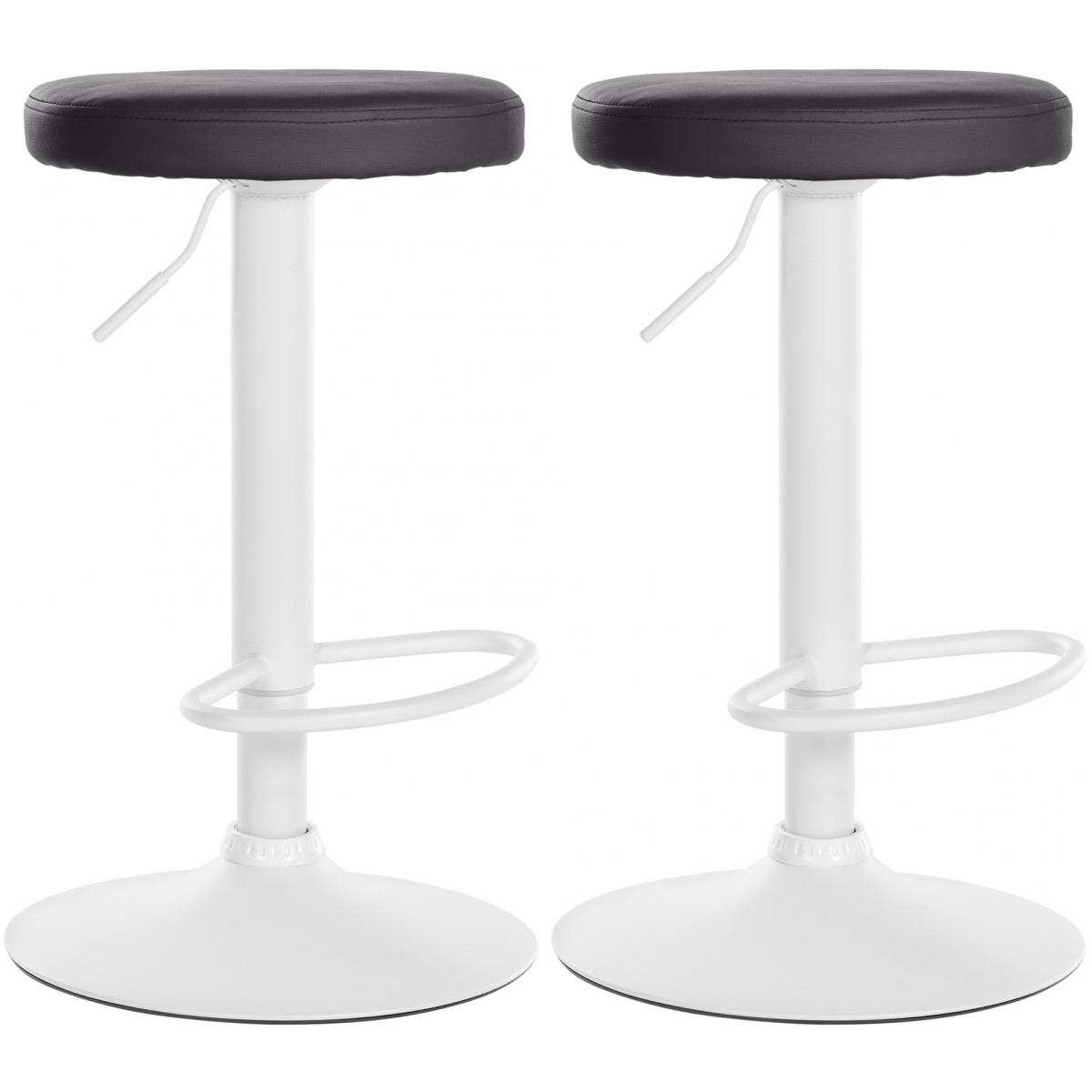 2er Set Barhocker HLO-CP290 Kunstleder wei ~ schwarz