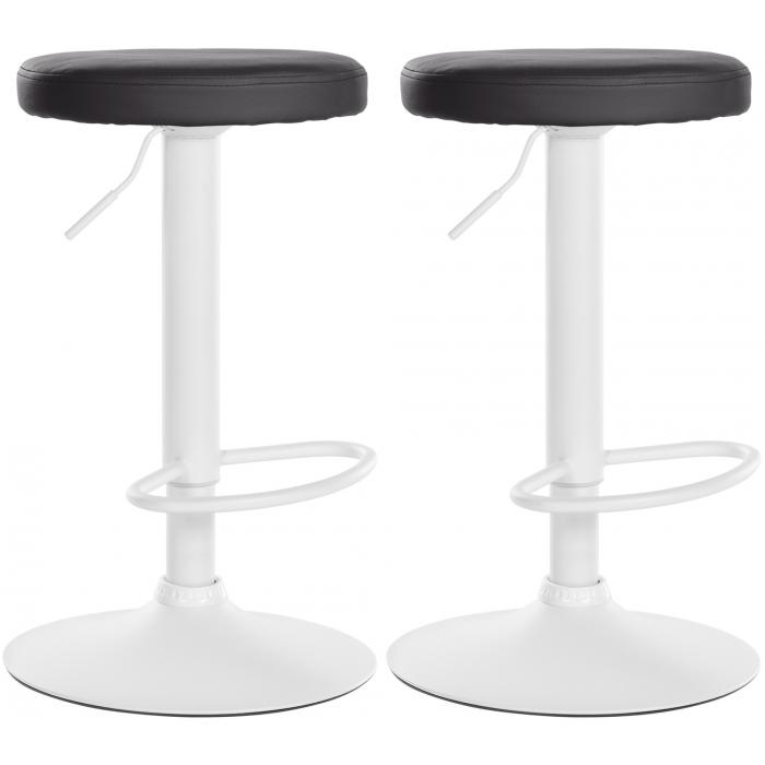 2er Set Barhocker HLO-CP290 Kunstleder wei ~ schwarz