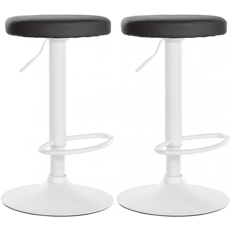 2er Set Barhocker HLO-CP290 Kunstleder wei ~ schwarz