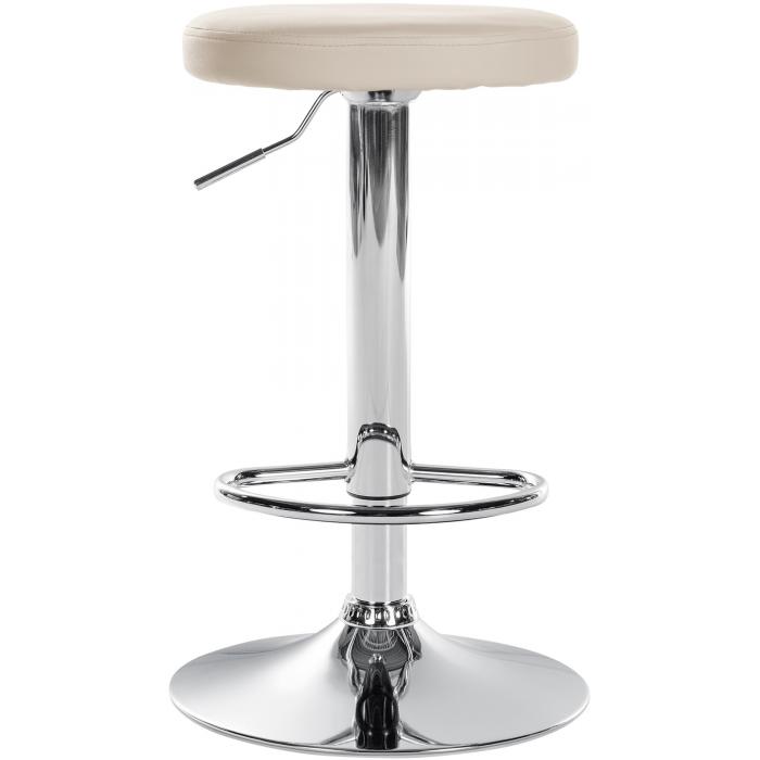 2er Set Barhocker HLO-CP290 Kunstleder chrom ~ creme