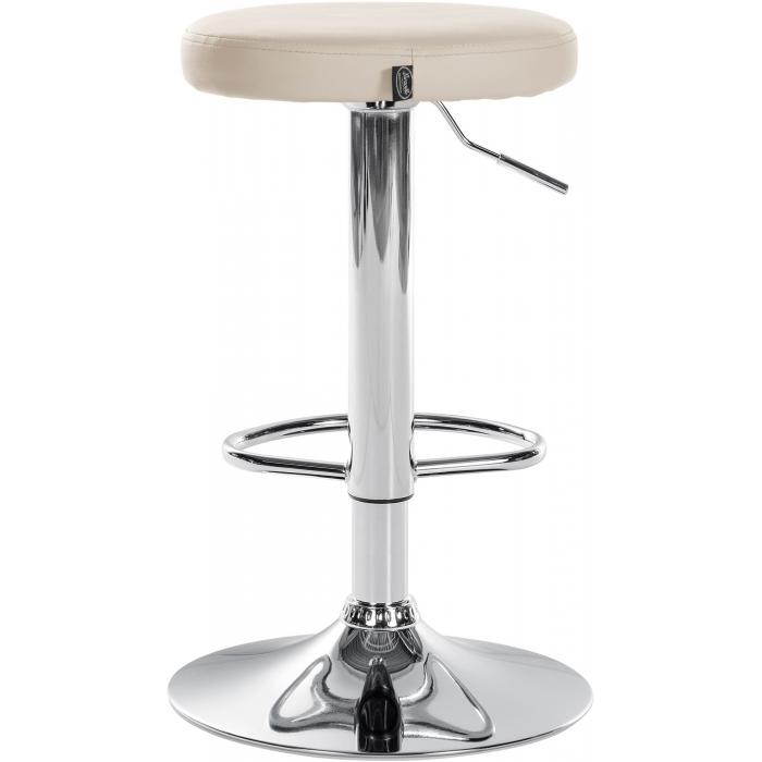 2er Set Barhocker HLO-CP290 Kunstleder chrom ~ creme