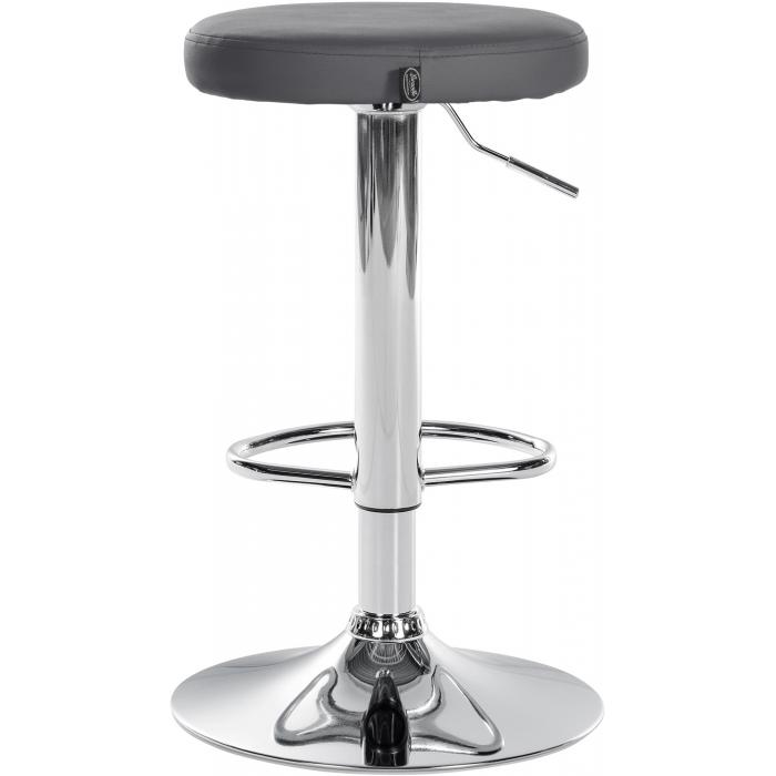 2er Set Barhocker HLO-CP290 Kunstleder chrom ~ grau