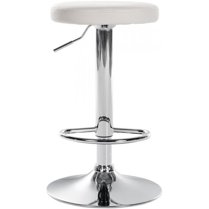 2er Set Barhocker HLO-CP290 Kunstleder chrom ~ weiß